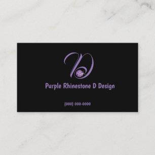 Purple Logo Diamond Rhinestone Initial Business Card