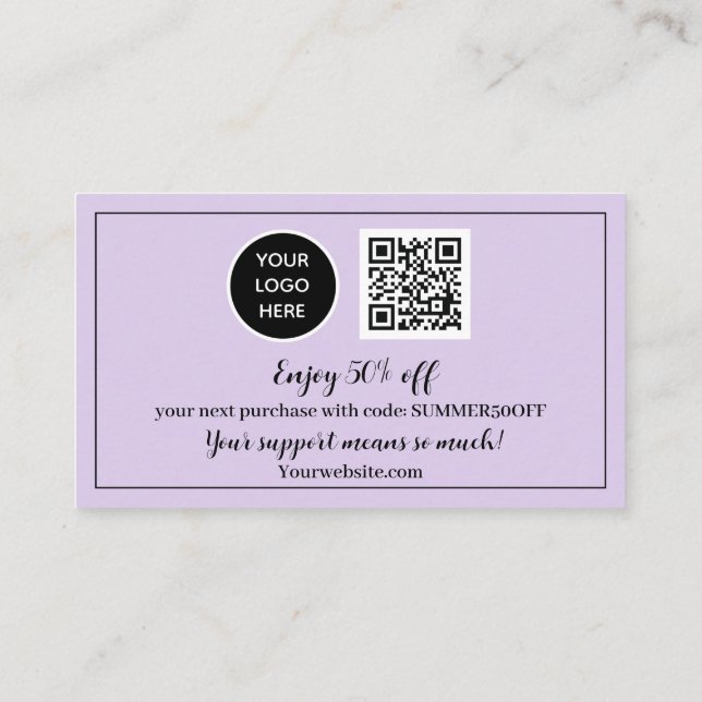Purple Logo Thank you Business Reward Punch Loyalty Card (Back)