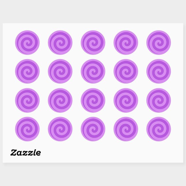 Purple Lollipop Swirl Circle Stickers (Sheet)