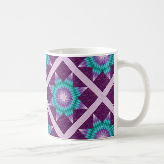Purple Lone Star Quilt Design Coffee Mug (Right)