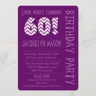 Purple Look Who's Turning 60 Birthday Invitation