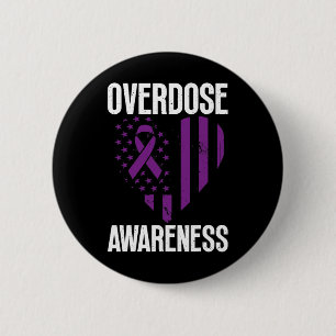 Purple Loop For Drug Addiction Awareness On Americ 6 Cm Round Badge