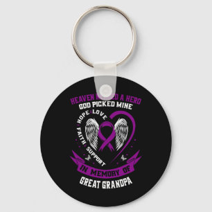 Purple Loss of my Great Grandpa Pancreatic Cancer  Key Ring