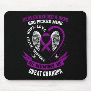 Purple Loss of my Great Grandpa Pancreatic Cancer  Mouse Mat
