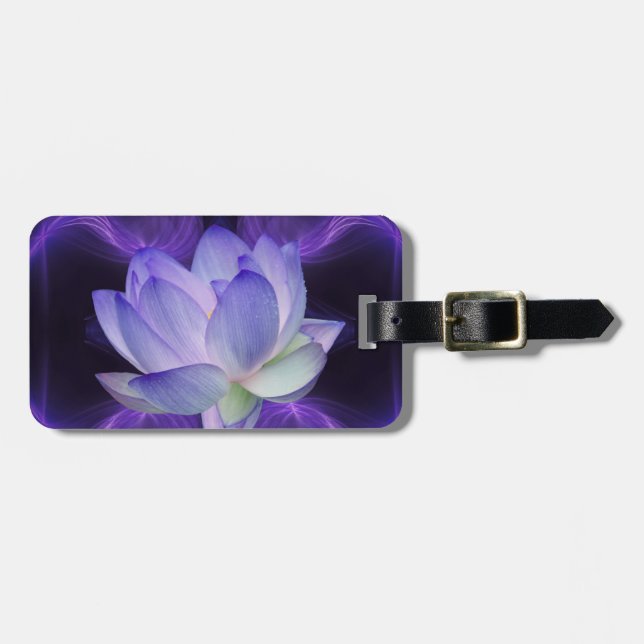 Purple Lotus and sacred geometry Luggage Tag (Front Horizontal)