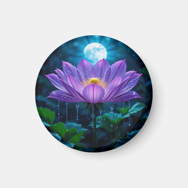 Purple Lotus Blossom Under Moonlit Magnet (Front)