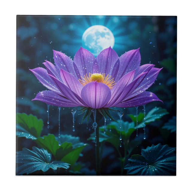 Purple Lotus Blossom Under Moonlit Tile (Front)