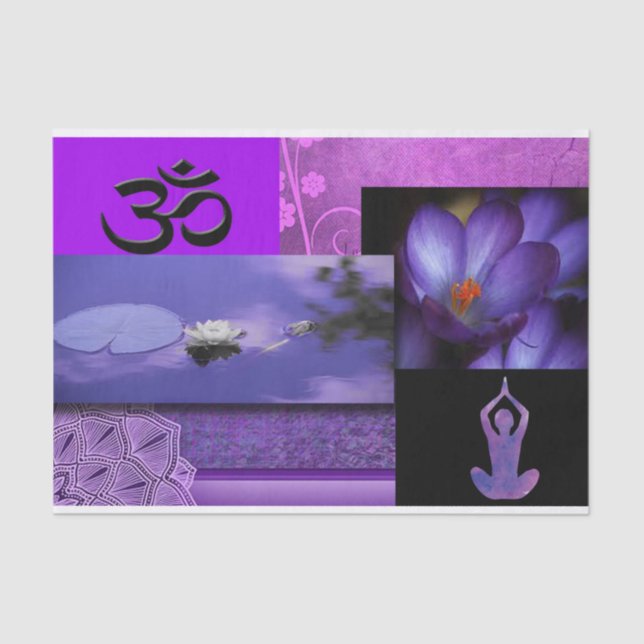 Purple Lotus & Crown Chakra Meditation Collage Tissue Paper (Front)