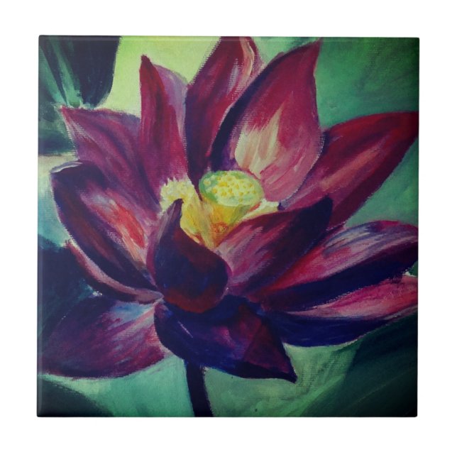 Purple Lotus Drawing Photo Tile (Front)