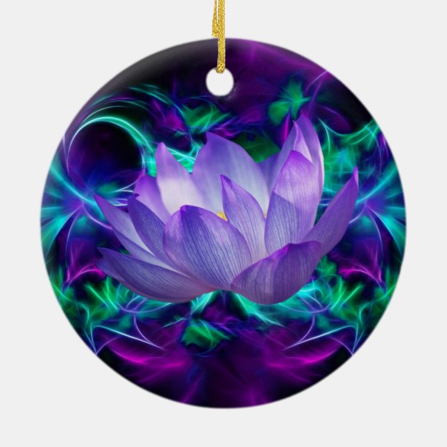Purple lotus flower and its meaning ceramic tree decoration (Back)