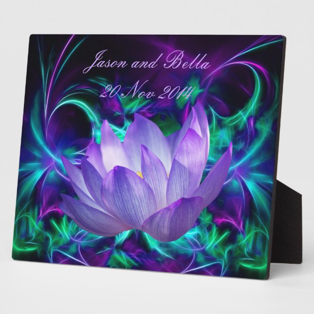 Purple lotus flower and its meaning plaque (Side)