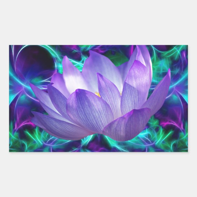 Purple lotus flower and its meaning rectangular sticker (Front)