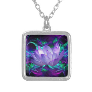 Purple lotus flower and its meaning silver plated necklace
