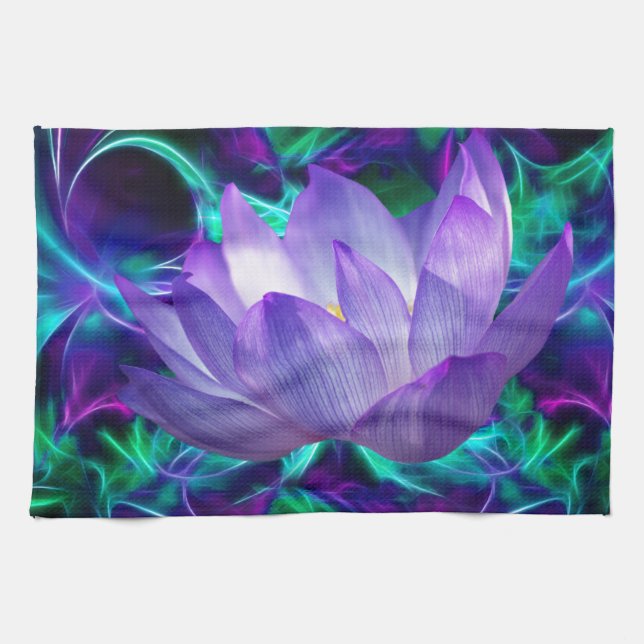 Purple lotus flower and its meaning tea towel (Horizontal)