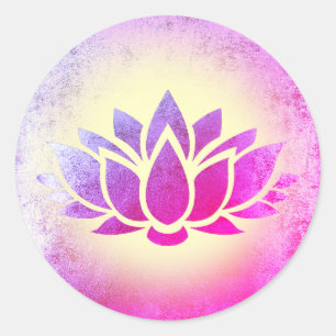 purple lotus flower art classic round sticker