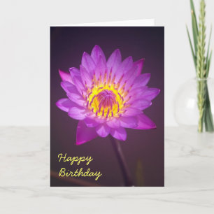Purple Lotus Flower Birthday Card