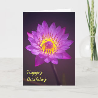Purple Lotus Flower Birthday Card