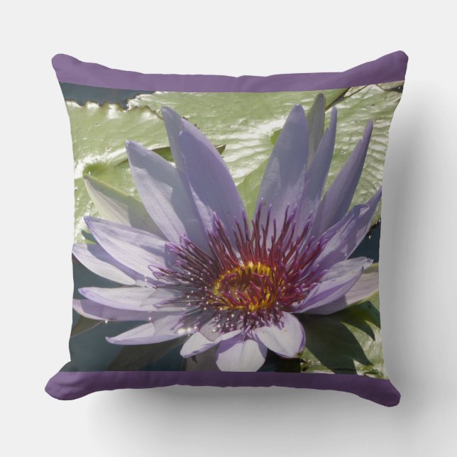 Purple Lotus Flower Close Up Throw Pillow (Front)
