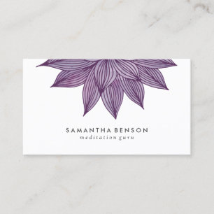 Purple Lotus Flower   Floral Watercolor Business Card