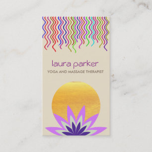 Purple Lotus Flower Logo Yoga Healing Health Business Card