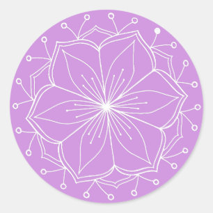 Purple Lotus Flower Mandala Classic Round Sticker