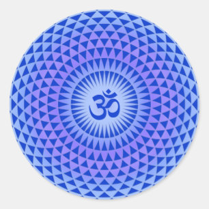 Purple Lotus flower meditation wheel OM Classic Round Sticker