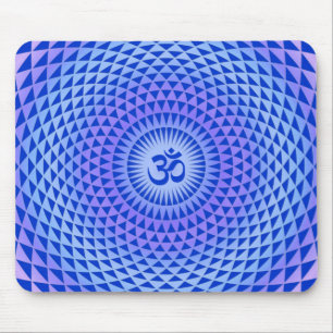 Purple Lotus flower meditation wheel OM Mouse Mat