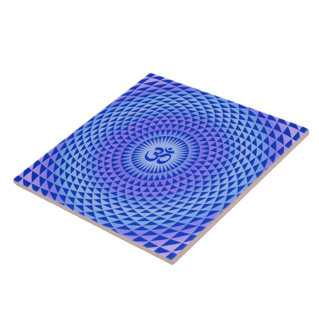 Purple Lotus flower meditation wheel OM Tile (Side)