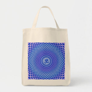 Purple Lotus flower meditation wheel OM Tote Bag
