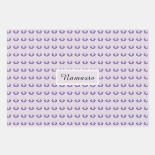 Purple Lotus Flower  Pattern Namaste Wrapping Paper Sheet