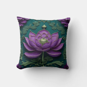 Purple Lotus Flower Throw Pillow
