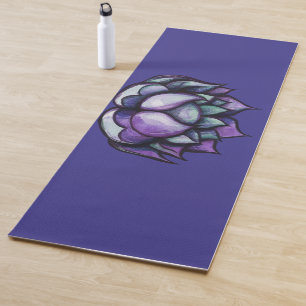 Purple Lotus Flower Watercolor Meditation Art      Yoga Mat