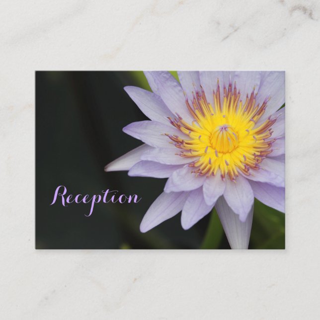 Purple Lotus Flower Wedding Reception Cards (Front)