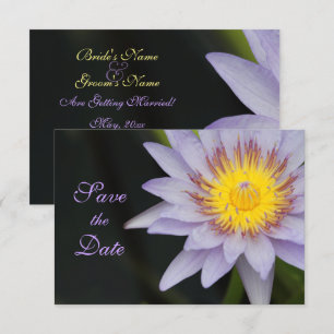 Purple Lotus Flower Wedding Save the Date Invitation