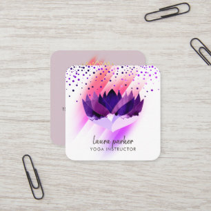 Purple Lotus Flower Yoga Instructor Zen Art Square Business Card