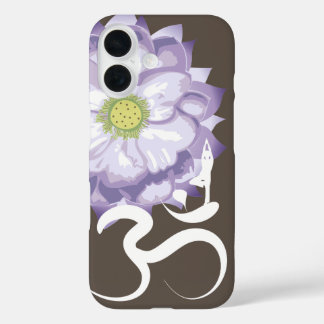 Purple Lotus Flower Yoga & Om/Aum Zen Calligraphy iPhone 16 Case