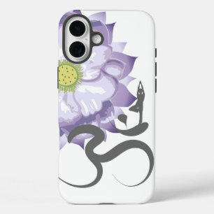 Purple Lotus Flower Yoga & Om/Aum Zen Calligraphy iPhone 16 Plus Case