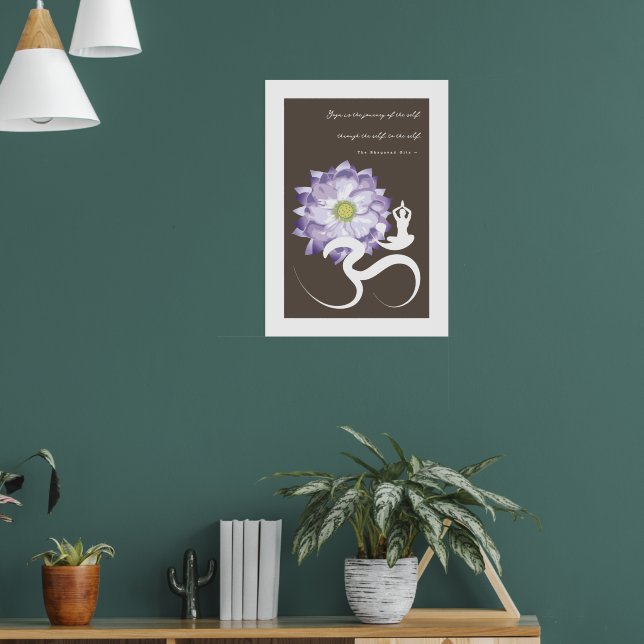 Purple Lotus Flower Yoga & Om/Aum Zen Calligraphy Poster (Living Room 1)