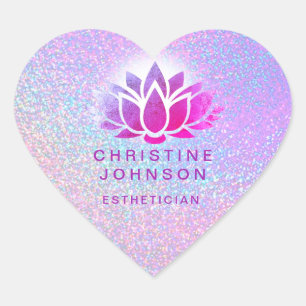 purple lotus heart sticker