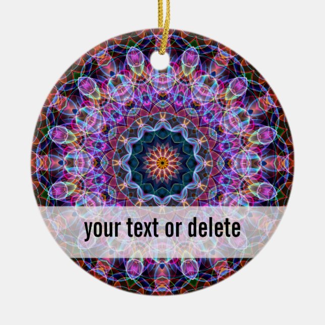 Purple Lotus kaleidoscope Ceramic Tree Decoration (Front)