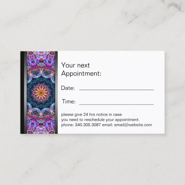 Purple Lotus Mandala appointment card (Front)
