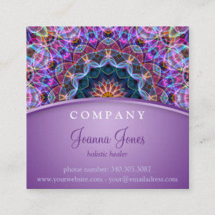 Purple Lotus Mandala Square Square Business Card