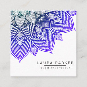 Purple Lotus Mandala Yoga Instructor Holistic Square Business Card
