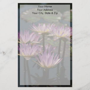 Purple Lotus Waterlilies Stationery