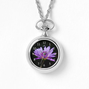 Purple Lotus Waterlily & Dragonfly Watch