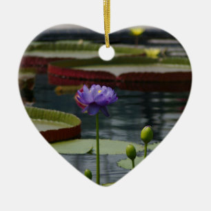 Purple Lotus Waterlily Flower Ceramic Tree Decoration