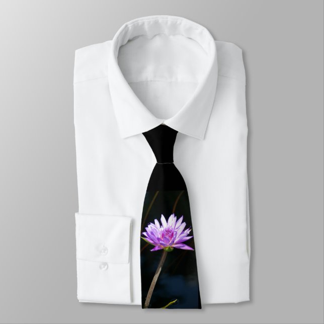 Purple Lotus Waterlily Tie (Tied)