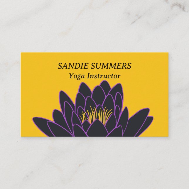 Purple Lotus Yoga Wellness Instructor Meditation  Business Card (Front)