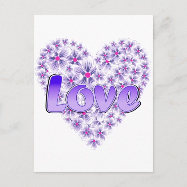 Purple Love and Daisies Postcard (Front)