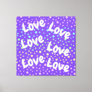 Purple Love and Rainbow Dots Canvas Print